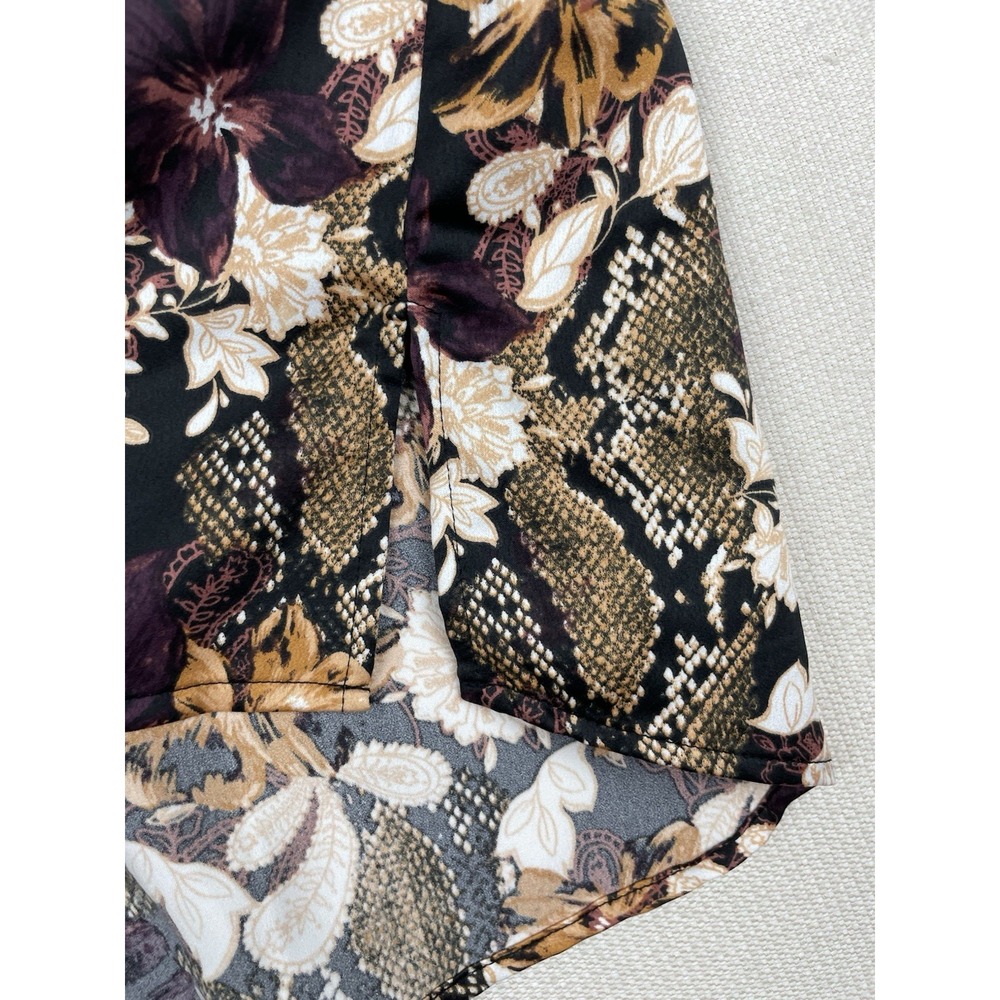 Marc New York Women's Floral Shirt Blouse Brown & Purple Medium‎ NWT Andrew Marc - Picture 6 of 12